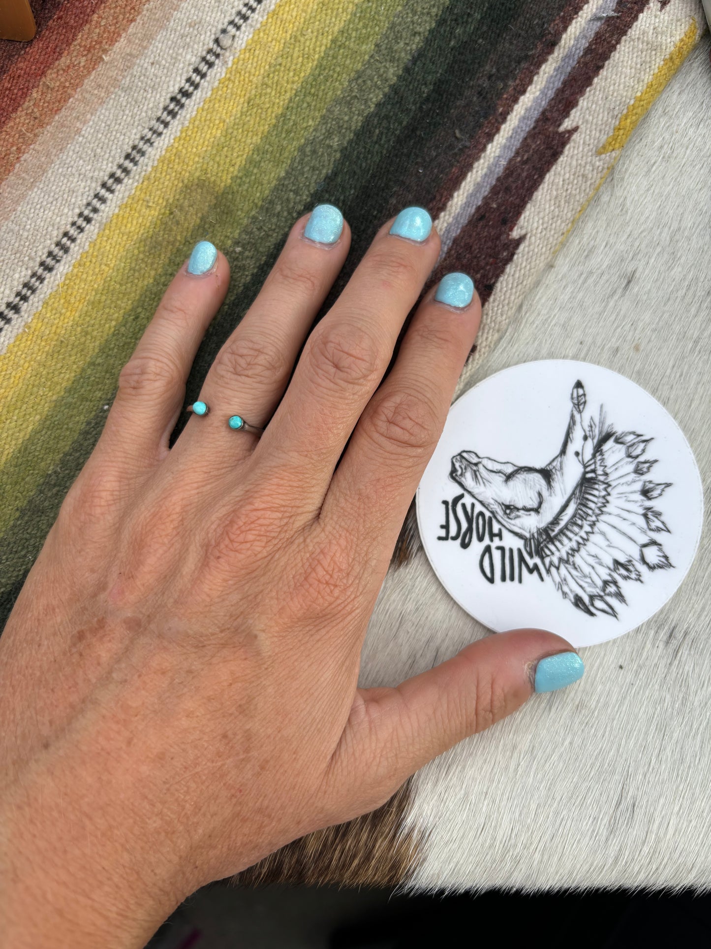 Turquoise and gold two stone ring