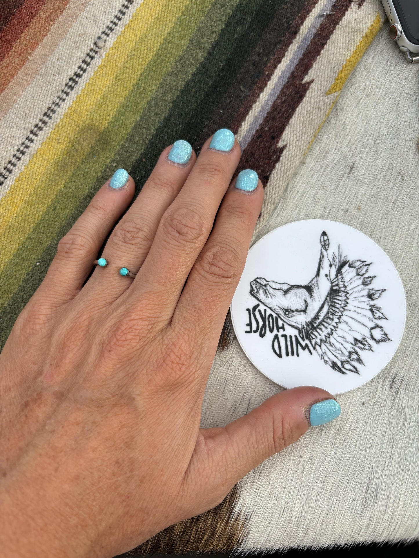 Turquoise and gold two stone ring