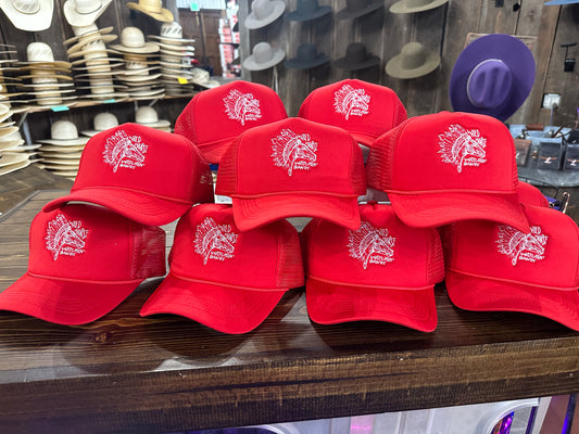 RED TRUCKER HAT